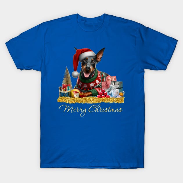 Merry Christmas Doberman T-Shirt by The Artful Barker